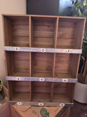 Target USA Wooden Cubby Organizer Shelf with Numbered Metal Trim